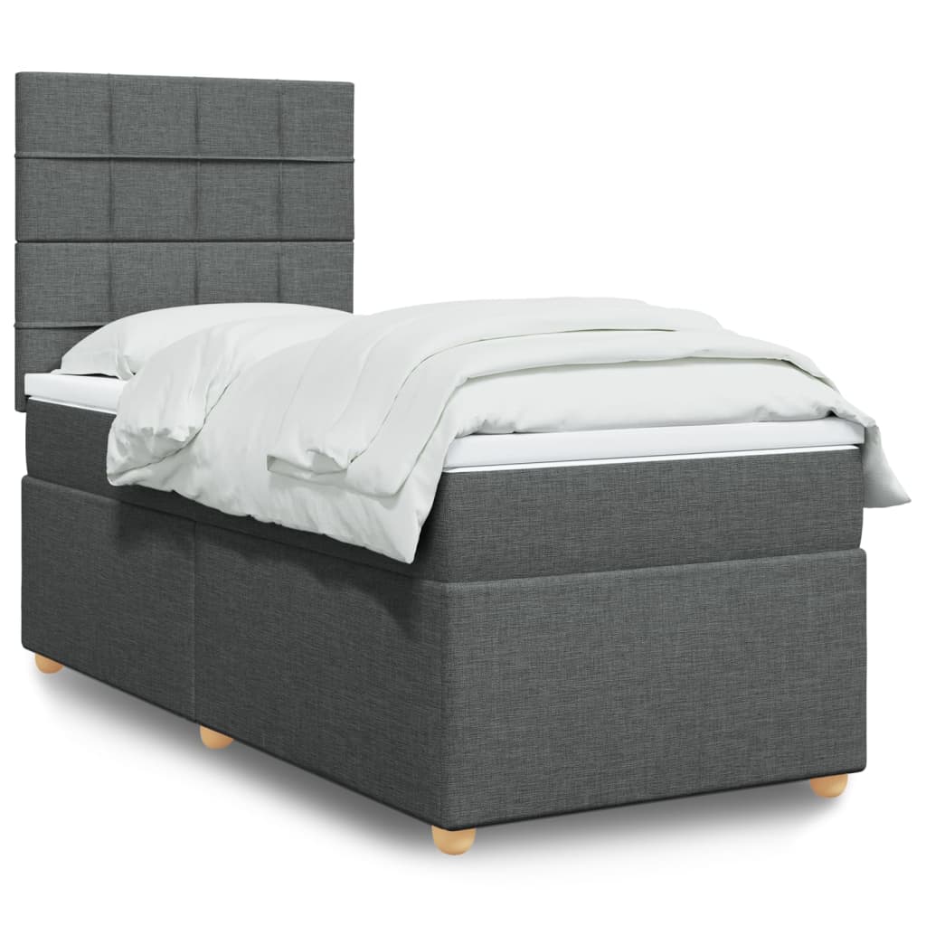 Boxspringbett mit Matratze Dunkelgrau 90×200 cm Stoff