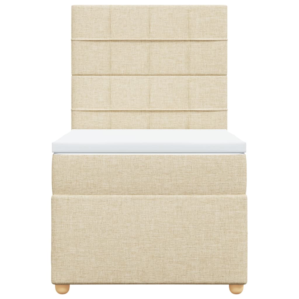 vidaXL Boxspring met matras stof crèmekleurig 90x200 cm, foto 4