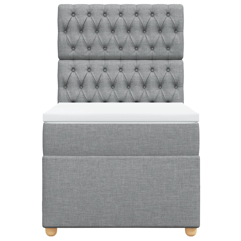 vidaXL Boxspring met matras stof lichtgrijs 90x200 cm grijs, foto 4
