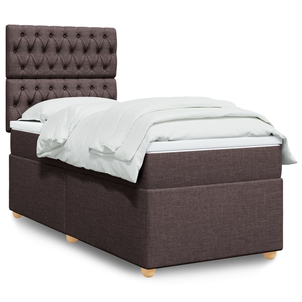 vidaXL Boxspringbett mit Matratze Dunkelbraun 90x200 cm Stoff