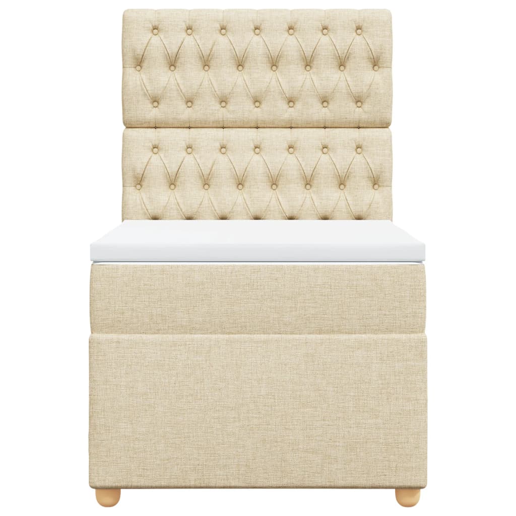 vidaXL Boxspring met matras stof crèmekleurig 90x200 cm, foto 4