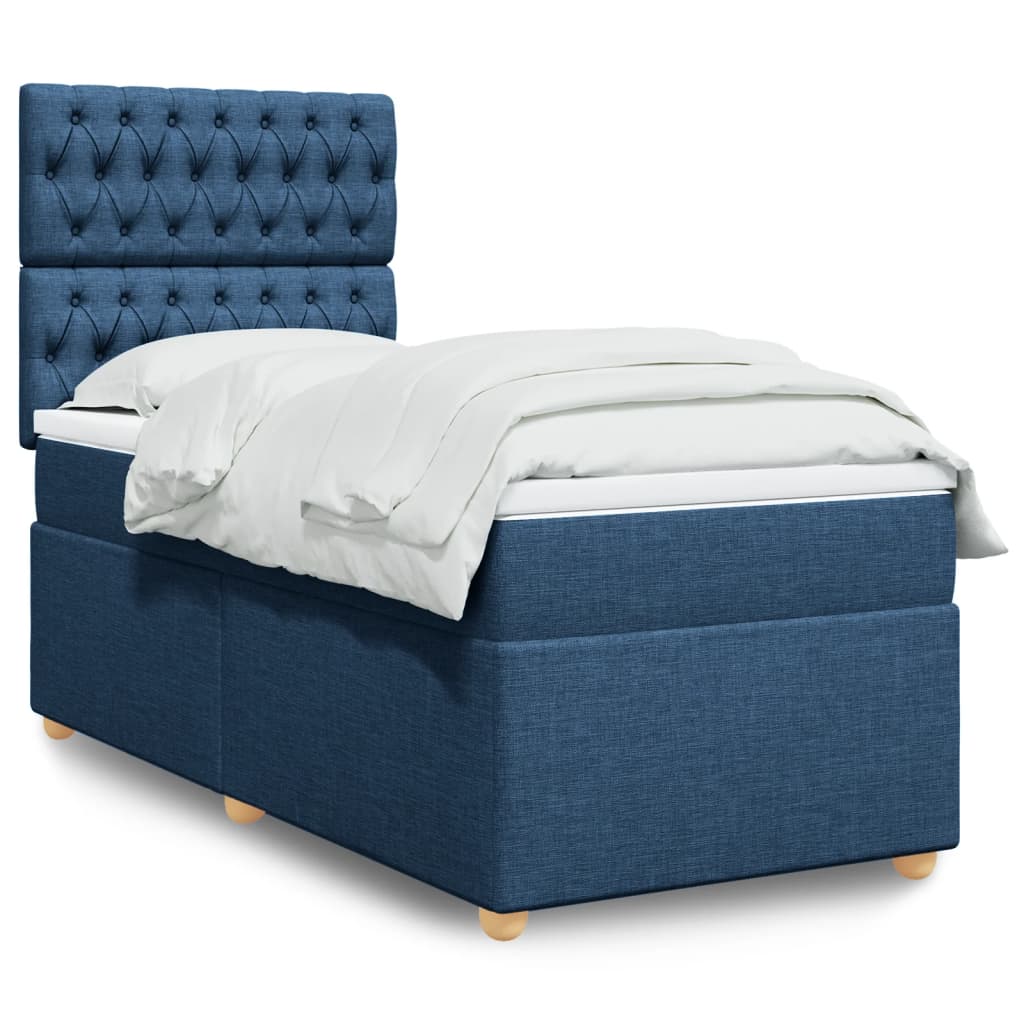 Boxspringbett mit Matratze Blau 90×200 cm Stoff