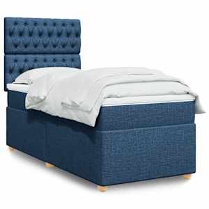 Box spring postelja z vzmetnico modra 90x200 cm blago