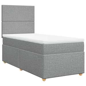 Box spring postel s matrací světle šedý 100 x 200 cm textil - obrázek 2