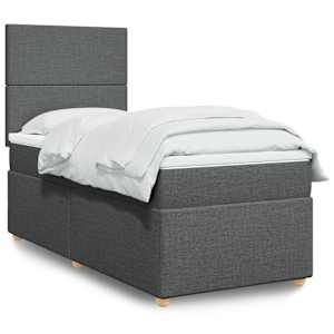 Box spring postel s matrací tmavě šedá 100 x 200 cm textil - obrázek 1