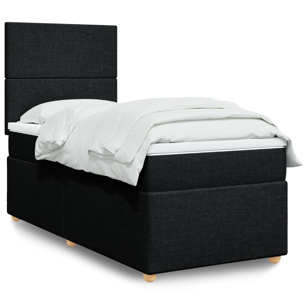 Boxspringbett mit Matratze Schwarz 100×200 cm Stoff