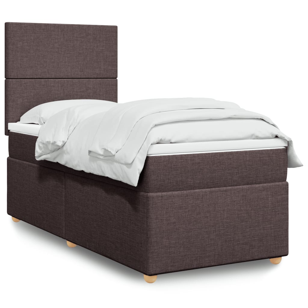 Boxspringbett mit Matratze Dunkelbraun 100×200 cm Stoff