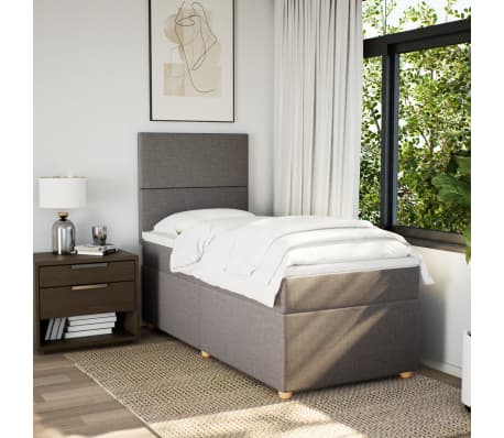 vidaXL Κρεβάτι Boxspring με Στρώμα Taupe 100 x 200 εκ. Υφασμάτινο
