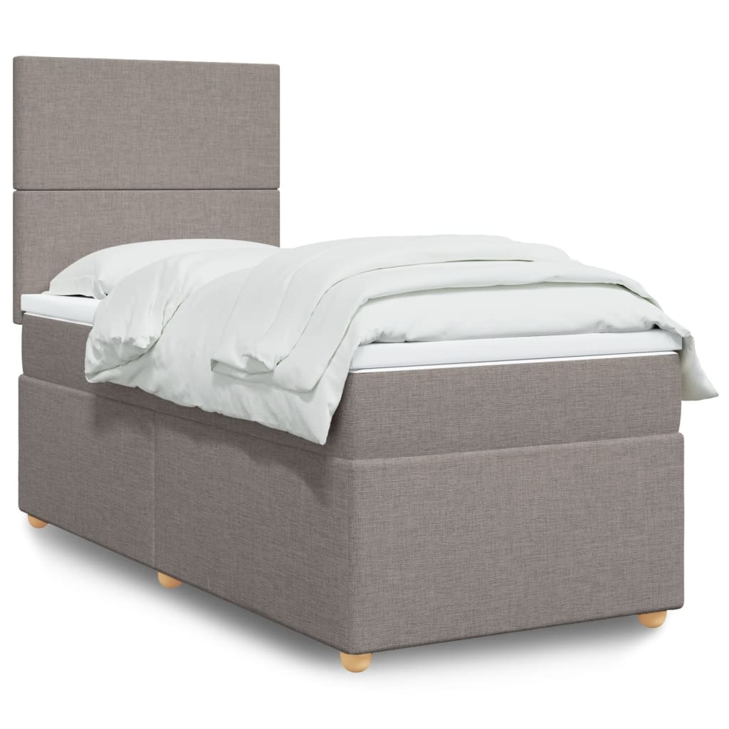 vidaXL Boxspringbett mit Matratze Taupe 100x200 cm Stoff