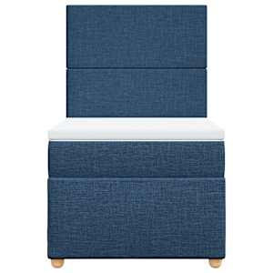 Box spring postel s matrací modrá 100 x 200 cm textil - obrázek 4