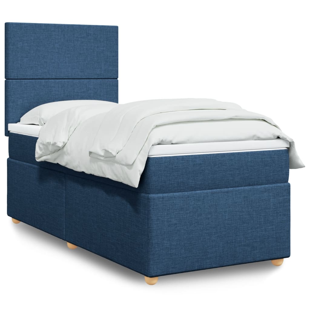 Boxspringbett mit Matratze Blau 100×200 cm Stoff