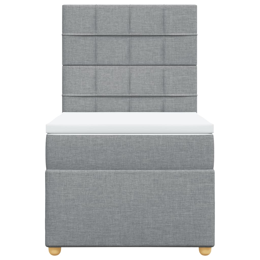 vidaXL Boxspring met matras stof lichtgrijs 100x200 cm grijs, foto 4