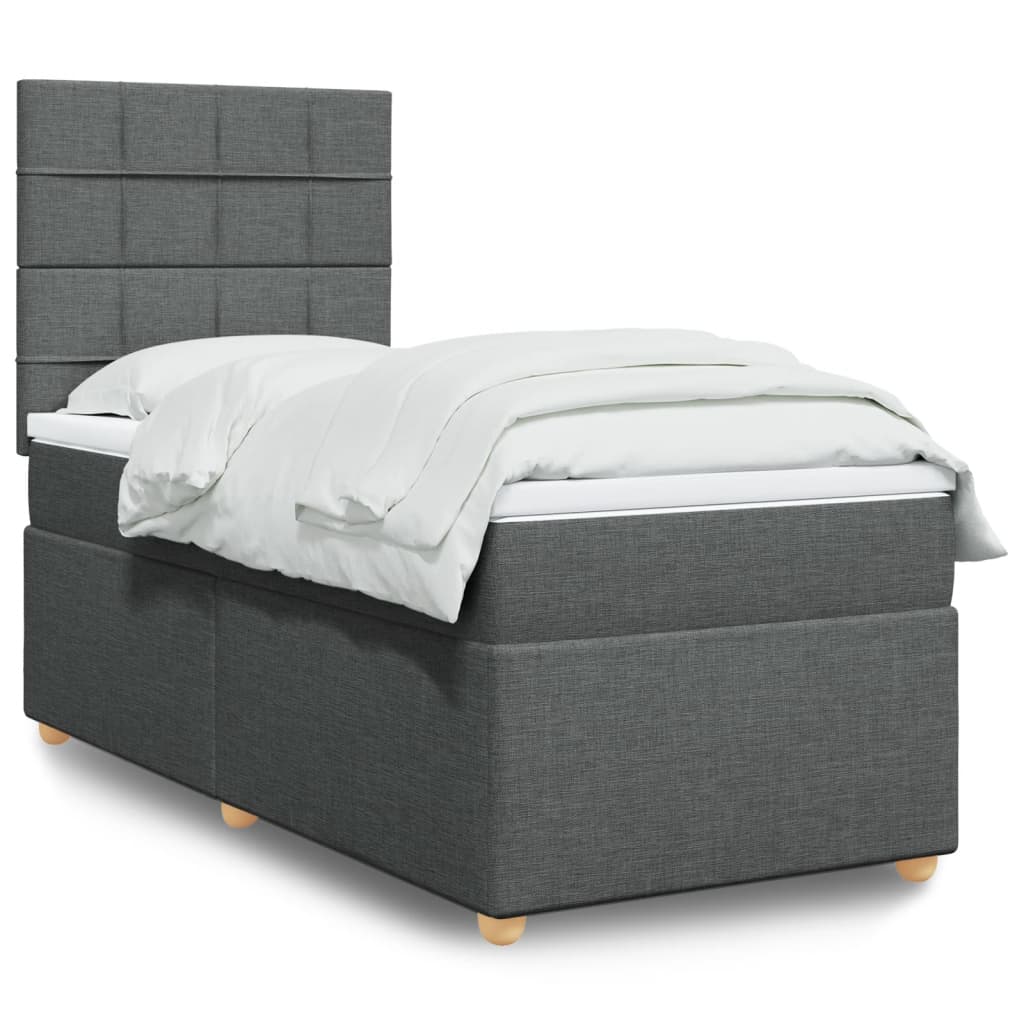 Boxspringbett mit Matratze Dunkelgrau 100×200 cm Stoff