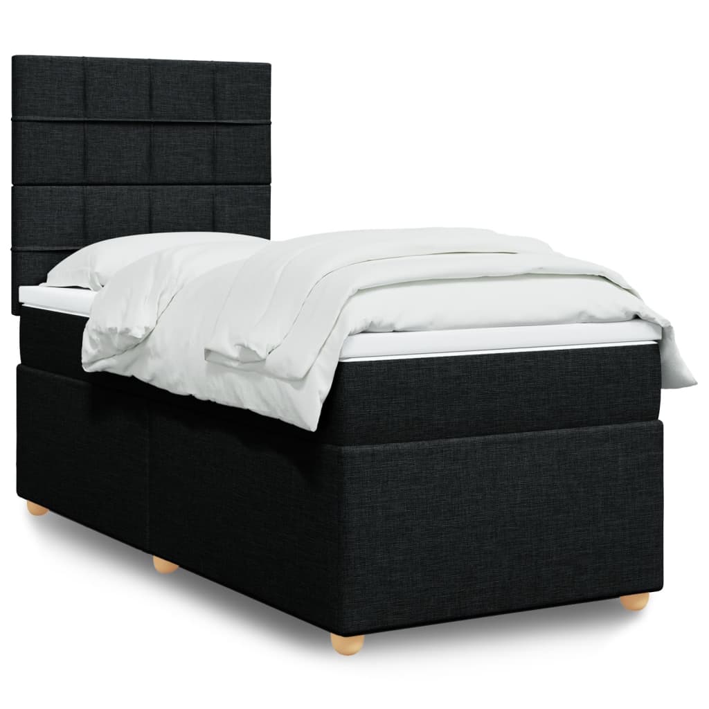 Boxspringbett mit Matratze Schwarz 100×200 cm Stoff