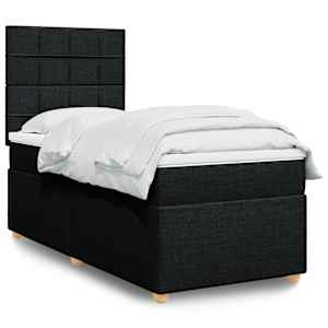Box spring postel s matrací černá 100 x 200 cm textil - obrázek 1