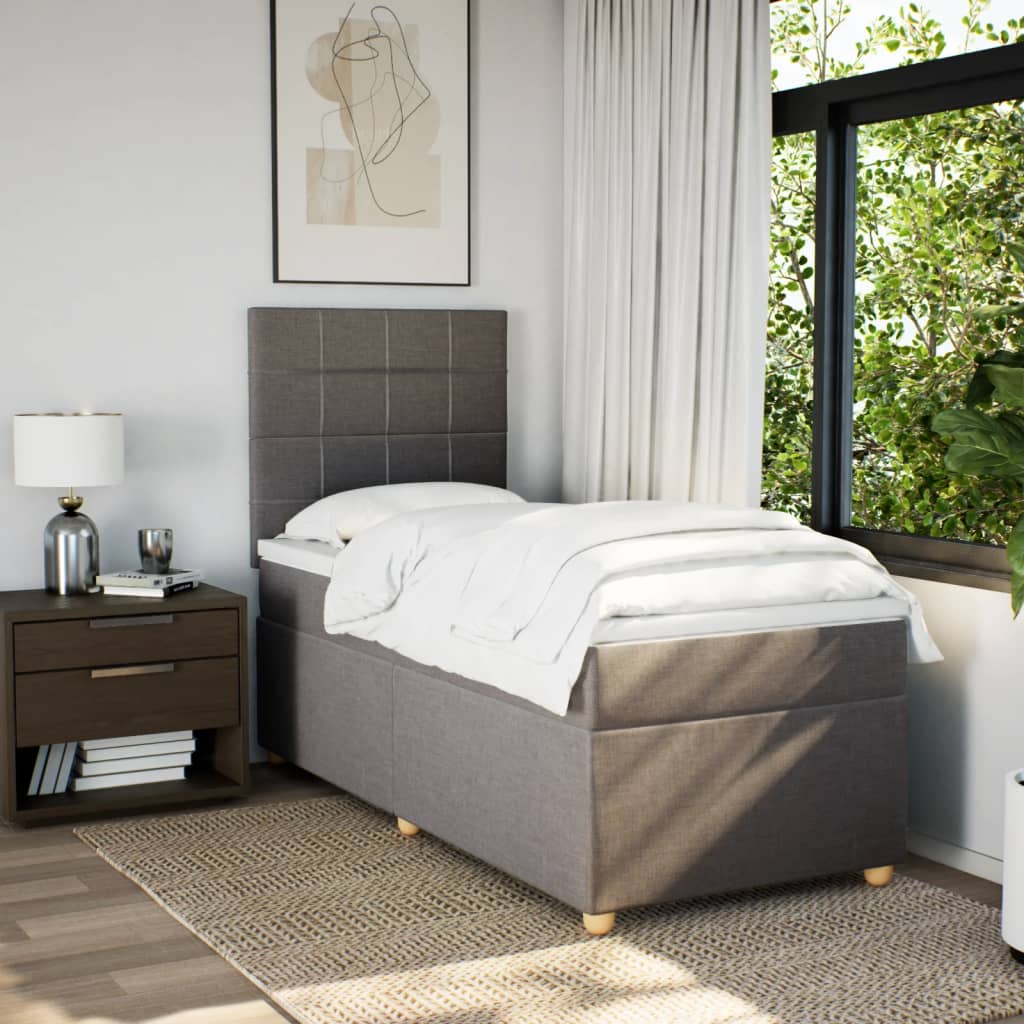 vidaXL Boxspring met matras stof taupe 100x200 cm, foto 2