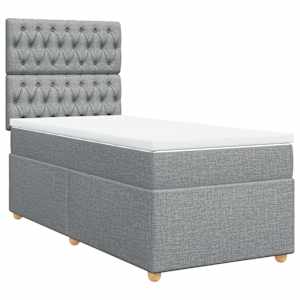 Box spring postel s matrací světle šedý 100 x 200 cm textil - obrázek 2