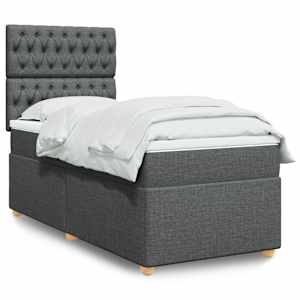 Box spring postel s matrací tmavě šedá 100 x 200 cm textil - obrázek 1