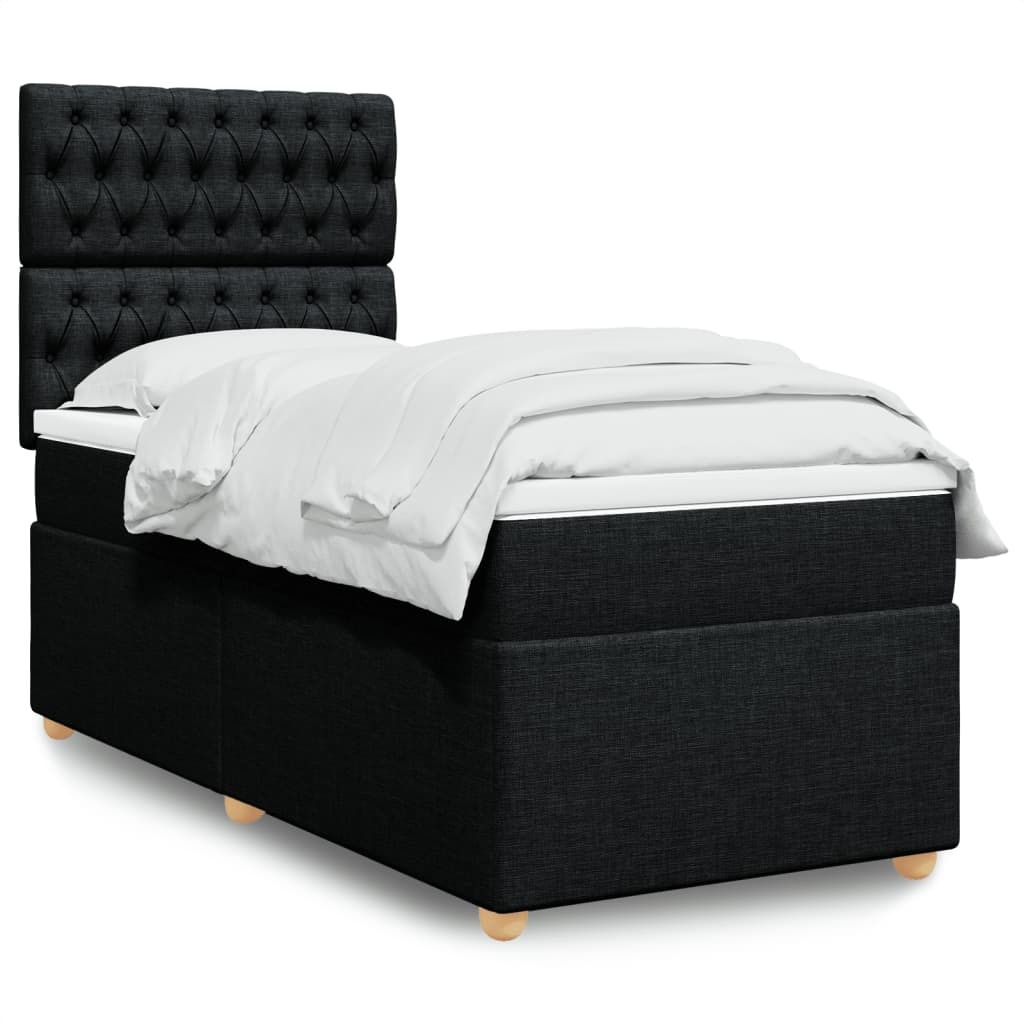 Boxspringbett mit Matratze Schwarz 100×200 cm Stoff