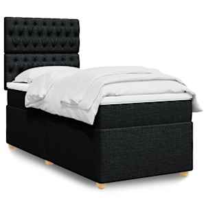 Box spring postel s matrací černá 100 x 200 cm textil - obrázek 1