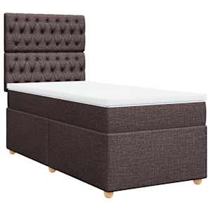 Box spring postel s matrací tmavě hnědá 100 x 200 cm textil - obrázek 2