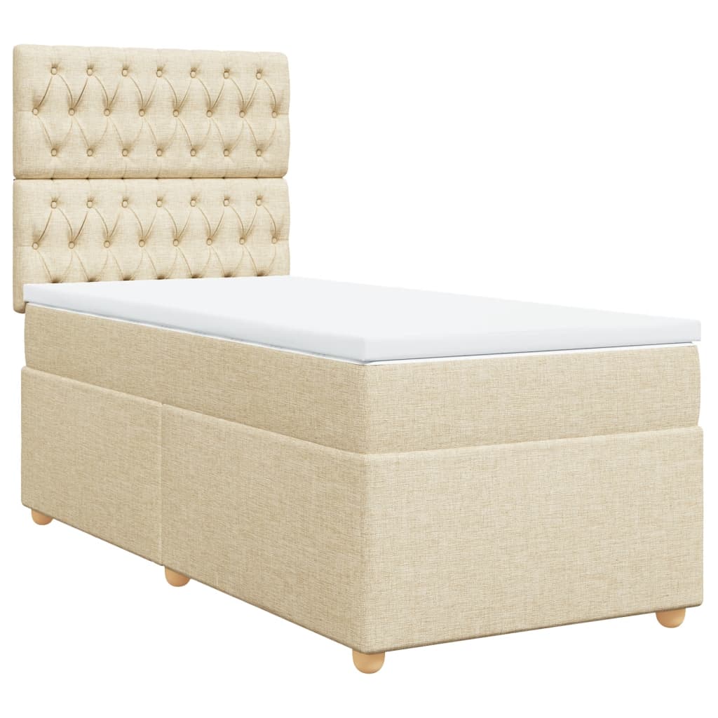 vidaXL Boxspring met matras stof crèmekleurig 100x200 cm, foto 3
