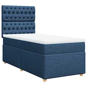 Box spring postel s matrací modrá 100 x 200 cm textil - obrázek 2