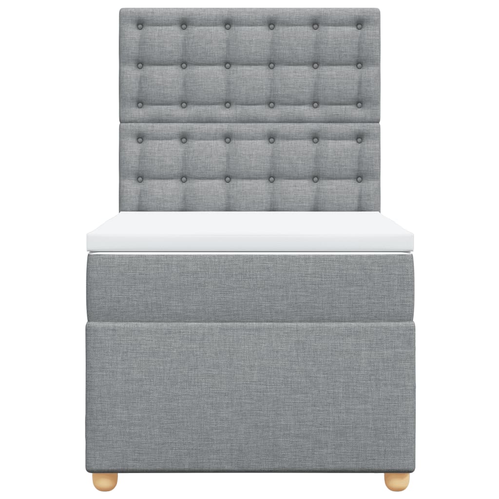 vidaXL Boxspring met matras stof lichtgrijs 100x200 cm grijs, foto 4
