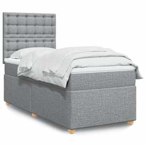 Box spring postel s matrací světle šedý 100 x 200 cm textil - obrázek 1