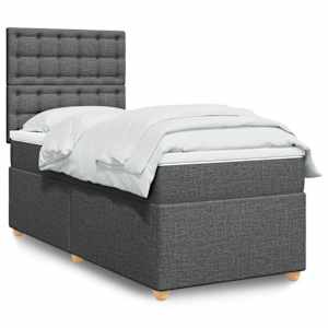 Box spring postel s matrací tmavě šedá 100 x 200 cm textil - obrázek 1