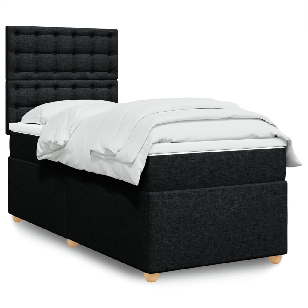 vidaXL Boxspringbett mit Matratze Schwarz 100x200 cm Stoff