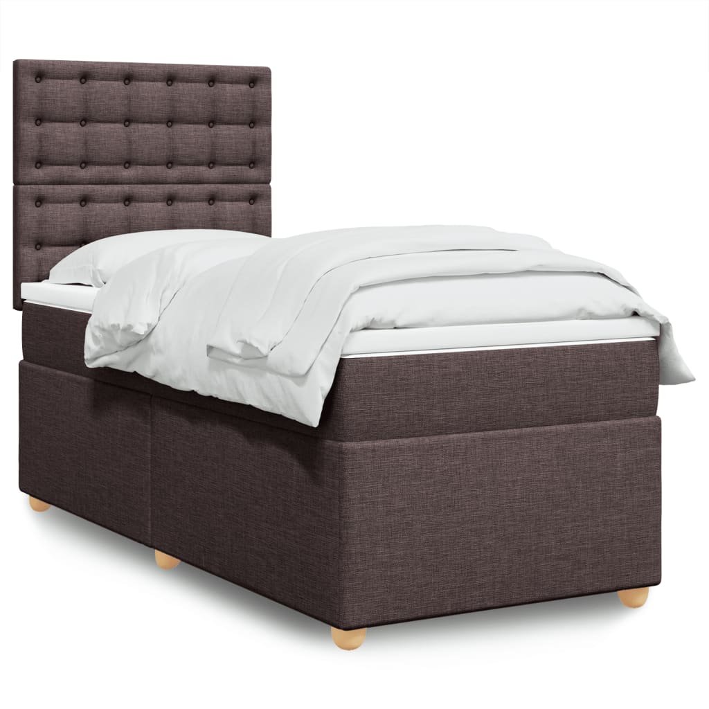 Boxspringbett mit Matratze Dunkelbraun 100×200 cm Stoff