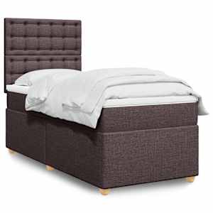 Box spring postel s matrací tmavě hnědá 100 x 200 cm textil - obrázek 1