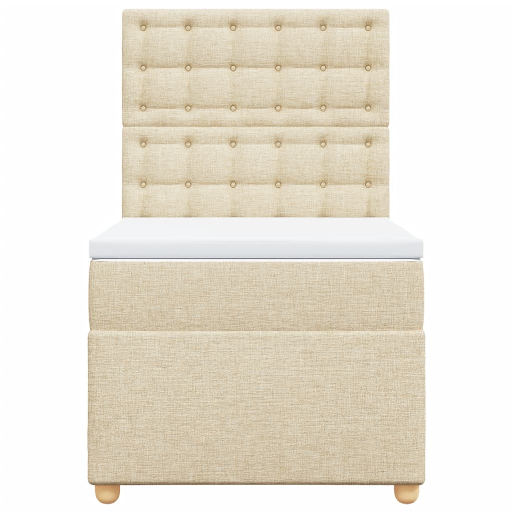 vidaXL Boxspring met matras stof crèmekleurig 100x200 cm, foto 4