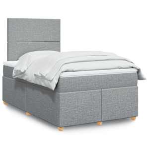 Boxspring postelja z vzmetnico svetlo siva 120x190 cm blago