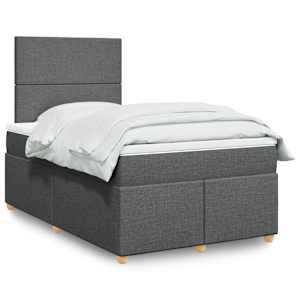 Box spring postel s matrací tmavě šedá 120x190 cm textil - obrázek 1