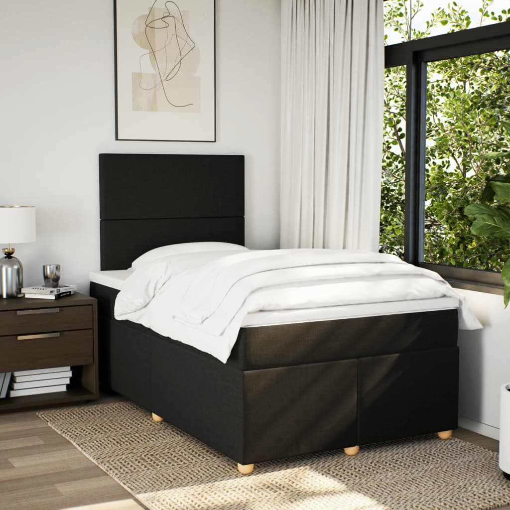 vidaXL Boxspring met matras stof zwart 120x190 cm afbeelding