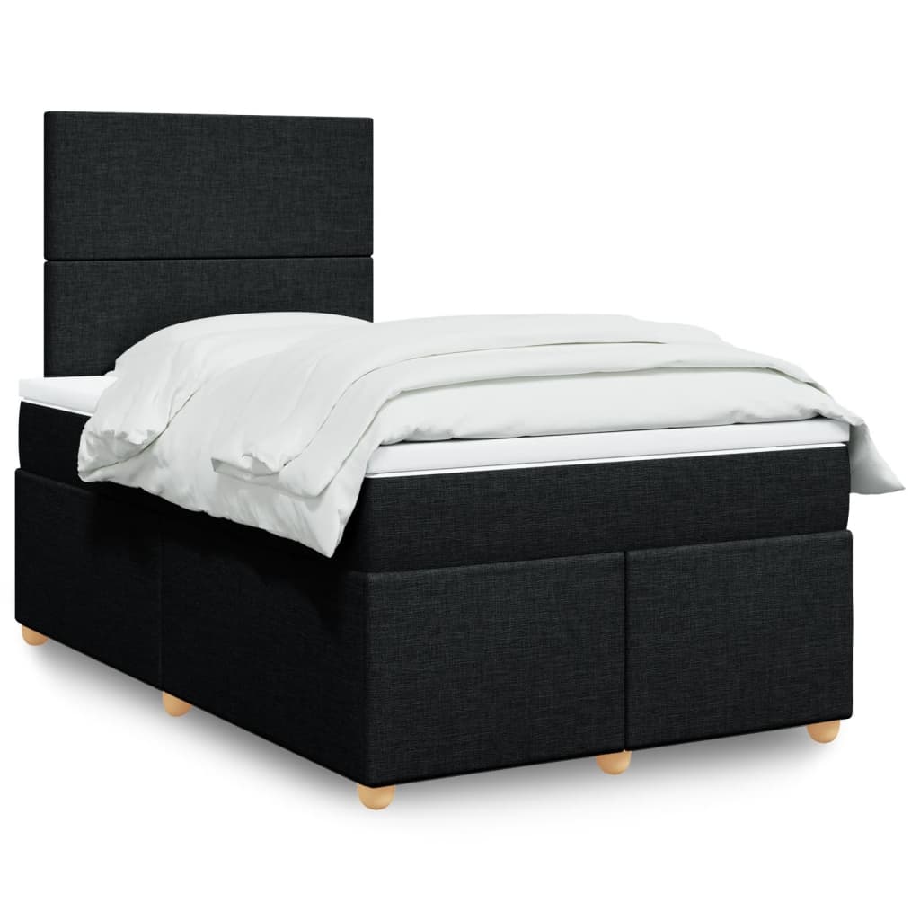 vidaXL Pat box spring cu saltea, negru, 120x190 cm, catifea