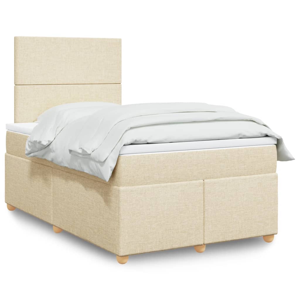 Boxspringbett mit Matratze Creme 120×190 cm Stoff