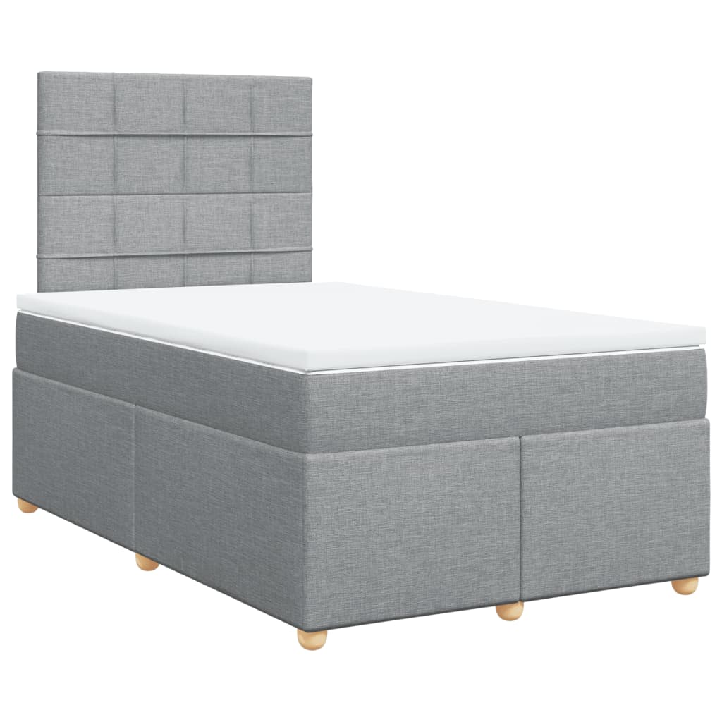 vidaXL Boxspring postelja z vzmetnico svetlo siva 120x190 cm blago