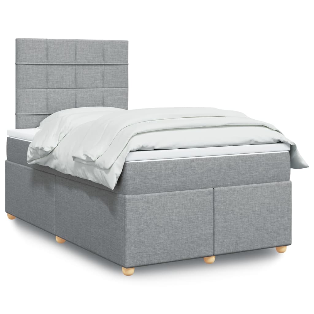 Boxspringbett mit Matratze Hellgrau 120×190 cm Stoff