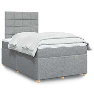 Boxspring postelja z vzmetnico svetlo siva 120x190 cm blago