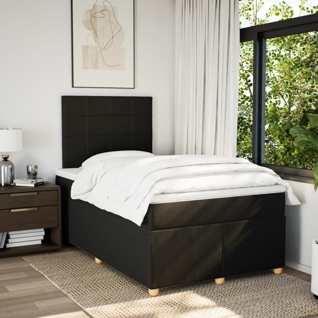 vidaXL Boxspring met matras stof zwart 120x190 cm afbeelding
