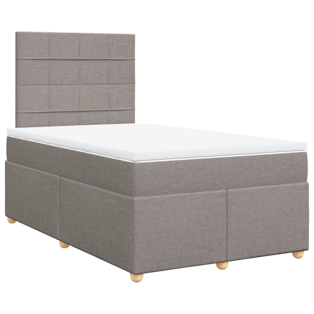 vidaXL Box spring postelja z vzmetnico taupe 120x190 cm blago