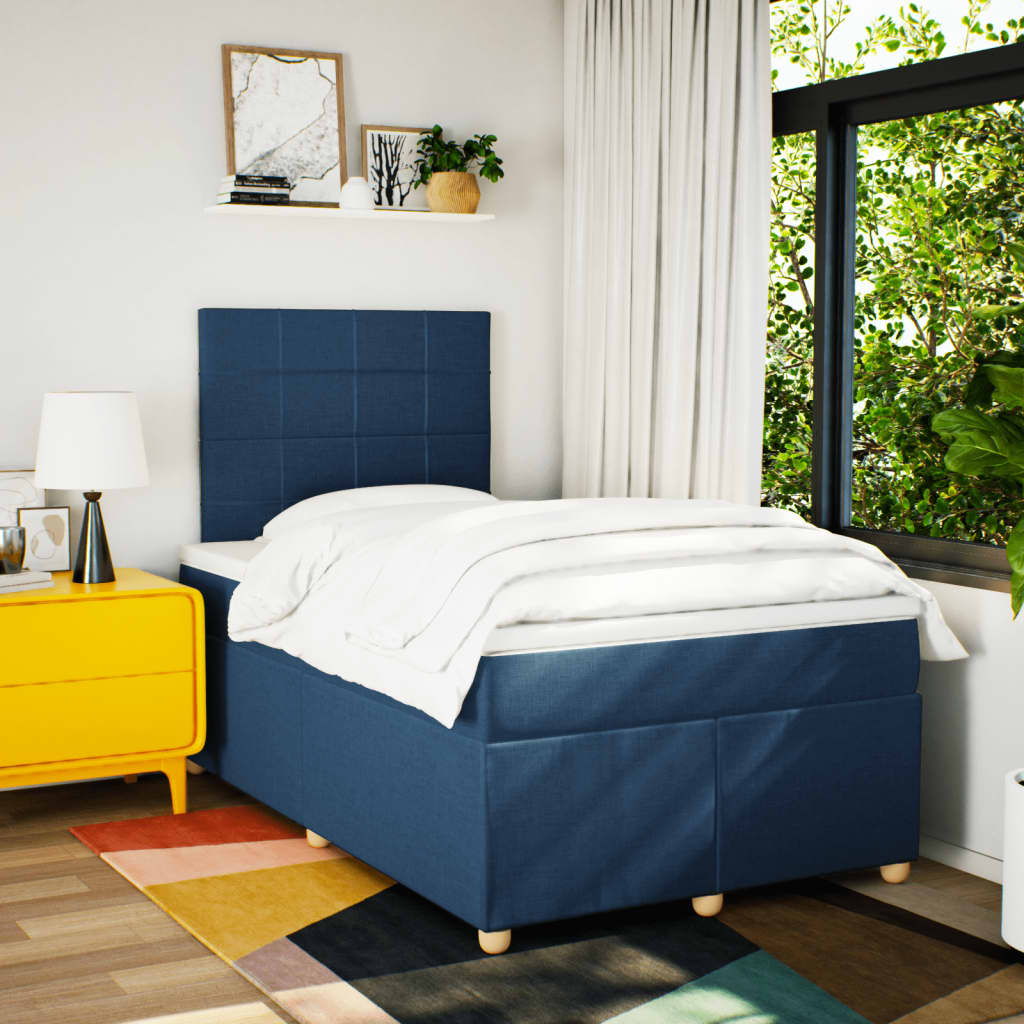 Thumbnail - vidaXL Boxspringbett mit Matratze Blau 120x190 cm Stoff