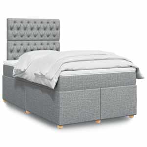 Boxspring postelja z vzmetnico svetlo siva 120x190 cm blago