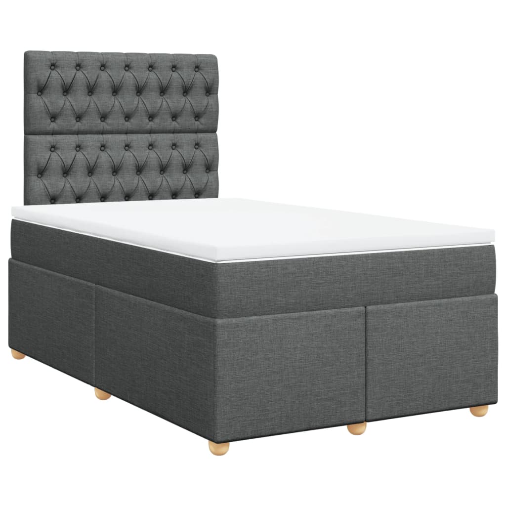 vidaXL Pat box spring cu saltea, gri închis, 120x190 cm, textil