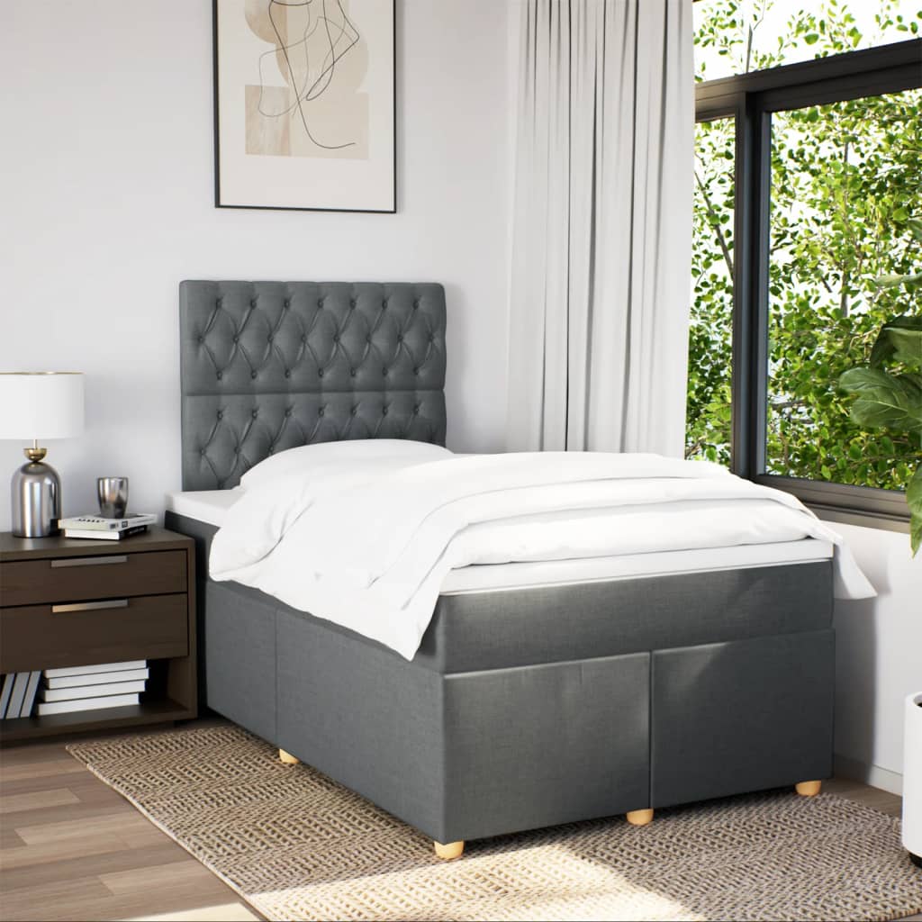 vidaXL Boxspring met matras stof donkergrijs 120x190 cm afbeelding