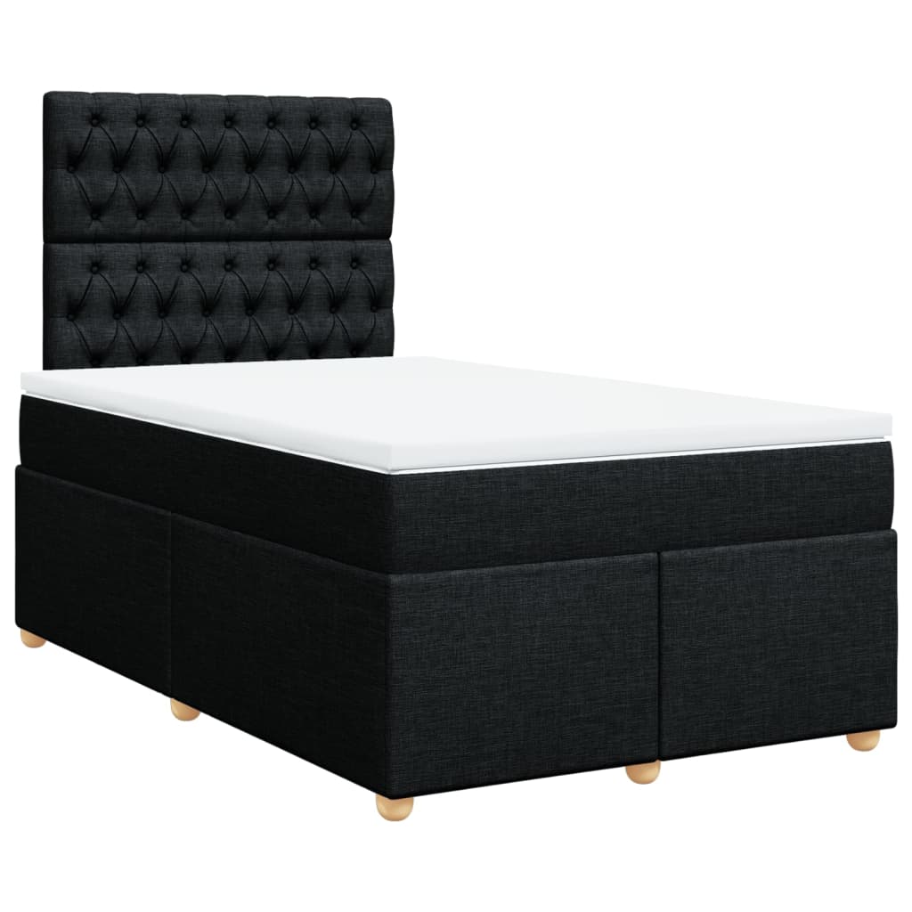 vidaXL Pat box spring cu saltea, negru, 120x190 cm, catifea