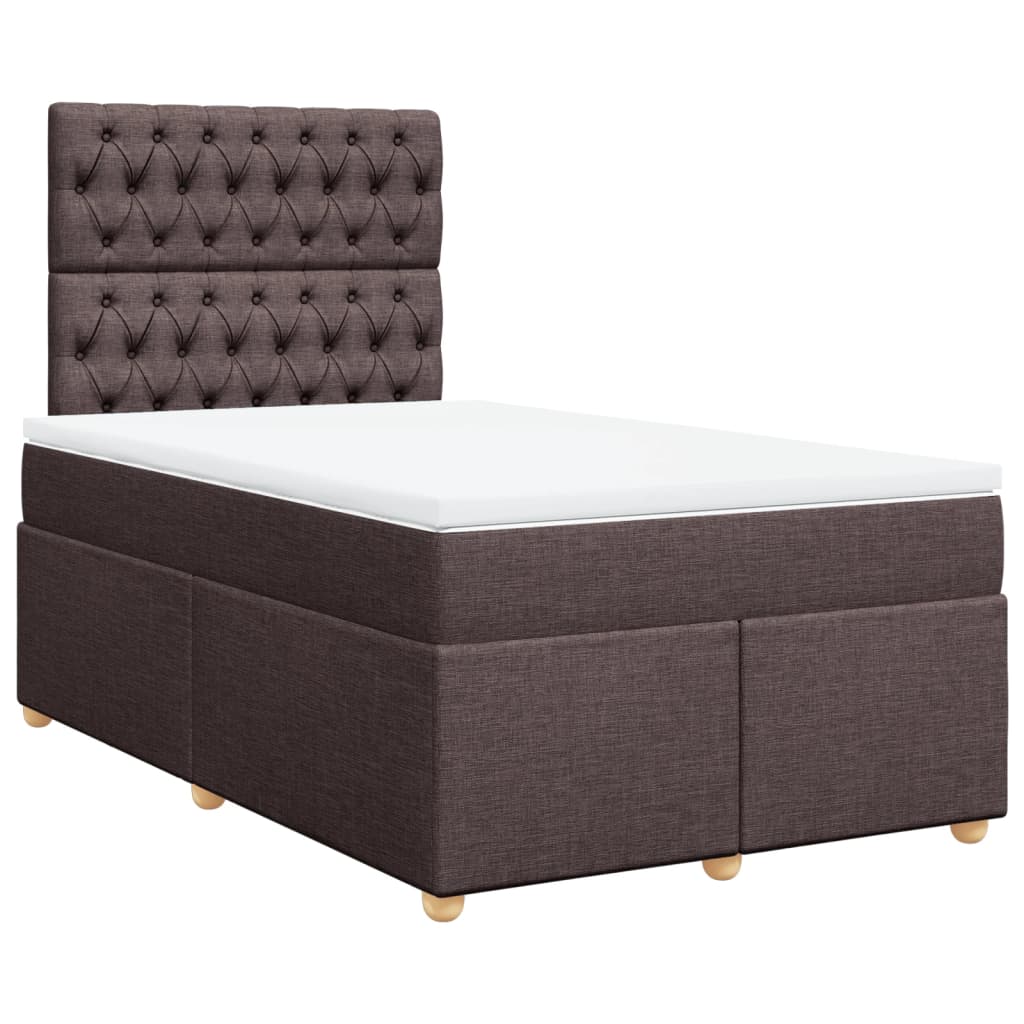 vidaXL Box spring postelja z vzmetnico temno rjava 120x190 cm blago